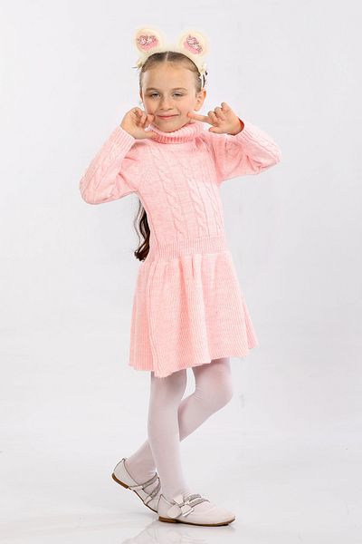 Cloudy Kids Rochie tricotată cu gât țesut împletit păr fetiță