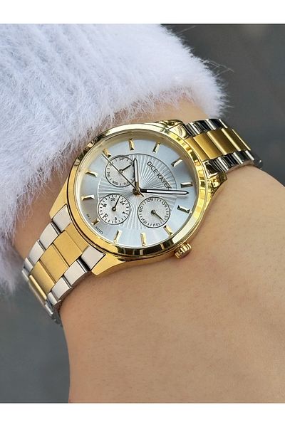Dice Kayek Function Silver-Gold Color 5 Atm Waterproof Steel Band Women's Wristwatch