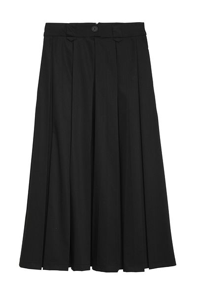 Quzu Black Midi Skirt - Pleat Detailed