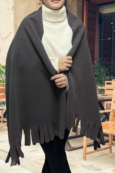 G Amour Poloar Anthracite Shoulder Shawl Tv Cafe and Outdoor Blanket 180 X 70 cm