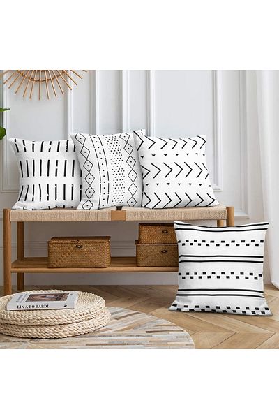 Realhomes Double Sided Special Design 4-Piece Throw Pillow Cover Set 40X40-45X45-55X55Cm