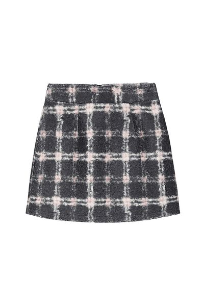 Quzu Gray Mini Skirt - Gray Patterned