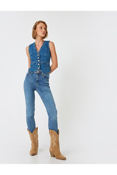 Koton Γυναικείο τζιν παντελόνι ψηλόμεσο