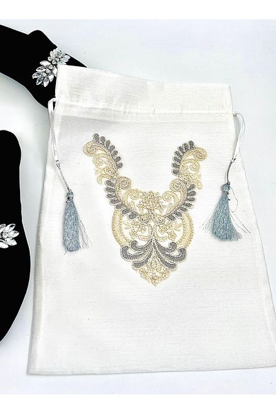 Lurji Geantă elegantă pentru pantofi din in, cu detaliu Guipure - Protecție elegantă și naturală pentru pantofii tăi