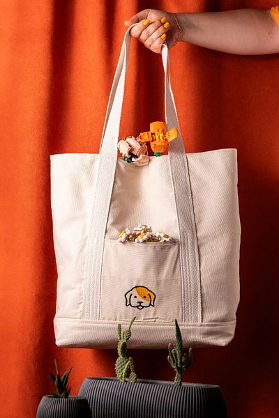 minimal X design Geantă de pânză X - Geantă de pânză durabilă, ușoară, cu model de broderie pentru câini