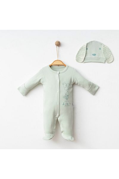 BABYLİM Baby Boy Romper Set with Cute Dog Ears 100% Cotton