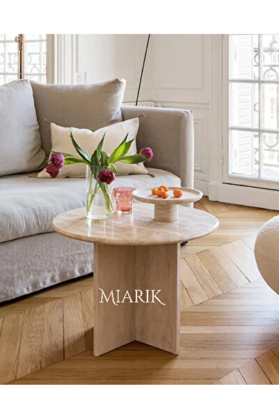 MIARIK DESIGN & DEKORASYON Traverten Mermer Traf Yan Sehpa , Masa , Orta Sehp...