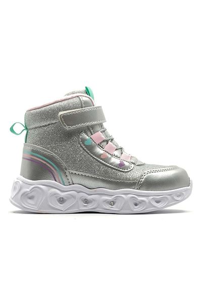 Kids Club Shoes Cool Kids Girl's Boots with Orthopedic Lighted Sole - Silver