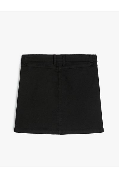 Koton Cotton Blended Basic Skirt - Pocket and Button Detail