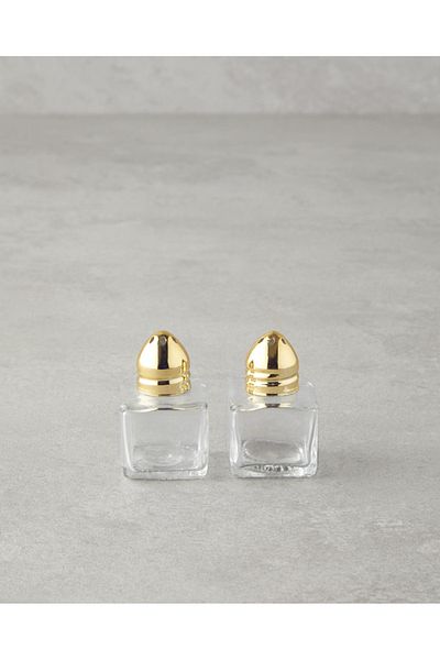 English Home Lelia Mini Glass - 4X5 cm Gold Pepper Bowl 2-Piece Salt Bowl