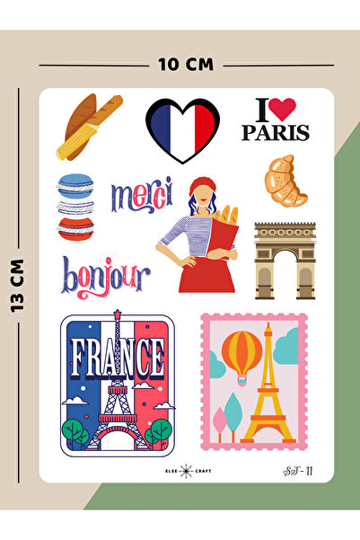 Else Craft Fransa Seyahat Temalı Sticker - ST-11 - Ajanda Planlayıcı Bullet J...