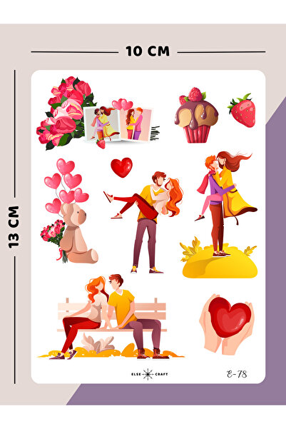 Else Craft Sevgililer Günü Temalı Sticker - E-78 - Ajanda Planlayıcı Bullet J...