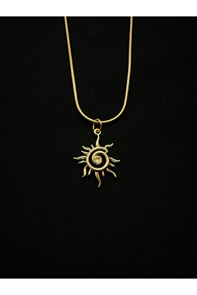 LAİKA Altın Kaplama Çelik Zincirli Güneş Kolye 45+5 Cm