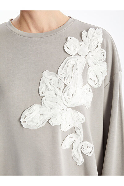 LC Waikiki Peak New Season Embroidered Oversize Women's Sweatshirt Tunic