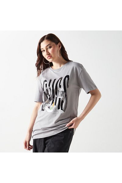 SP Characters Bugs Bunny Embellished T-shirt with Crew Neck and Short Sleeves