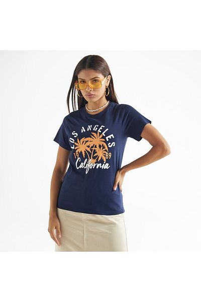 FAV Graphic Print T-shirt with Crew Neck and Short Sleeves