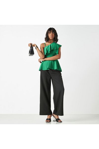 FAV One Shoulder Peplum Top with Ruffles