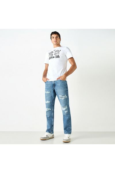 SP Characters Minions Print T-shirt with Crew Neck and Short Sleeves