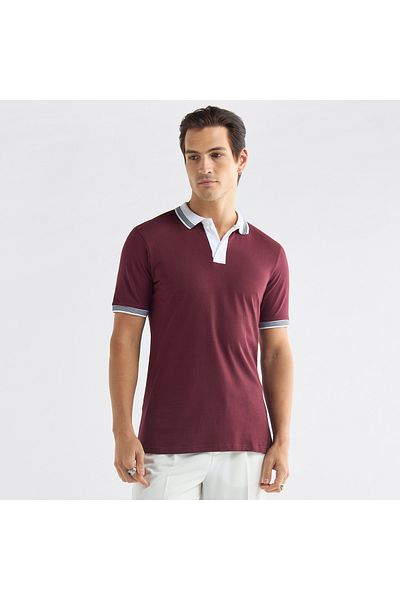 FAV Colourblock Polo T-shirt with Short Sleeves and Button Closure