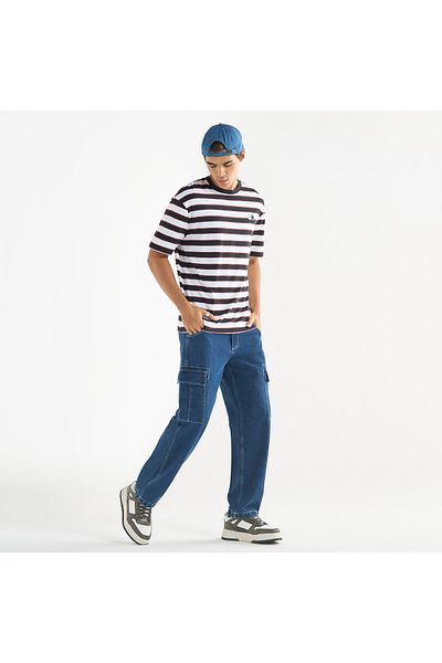 FAV Starter Striped Crew Neck T-shirt with Short Sleeves