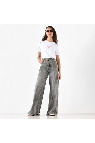 SP Characters AC/DC Embroidered T-Shirt with Crew Neck and Short Sleeves