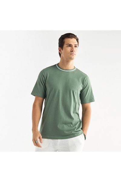 FAV Solid T-shirt with Round Neck and Short Sleeves