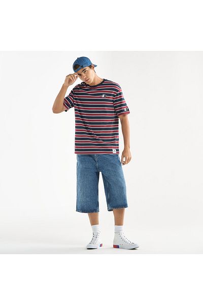 FAV Starter Striped Crew Neck T-shirt with Short Sleeves