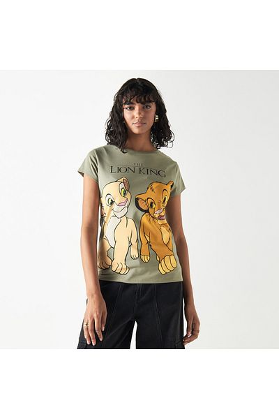 SP Characters The Lion King Print Crew Neck T-shirt with Short Sleeves