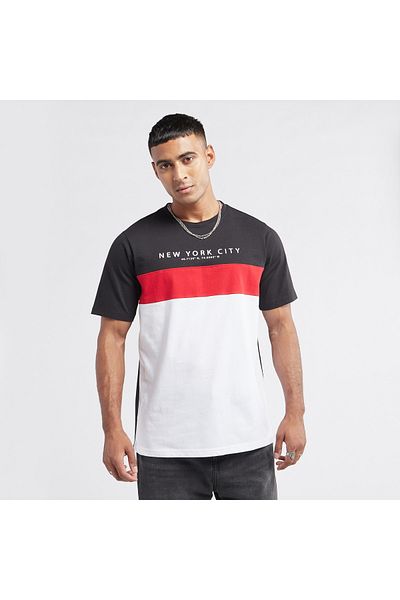 FAV Colourblock T-shirt with Crew Neck and Short Sleeves