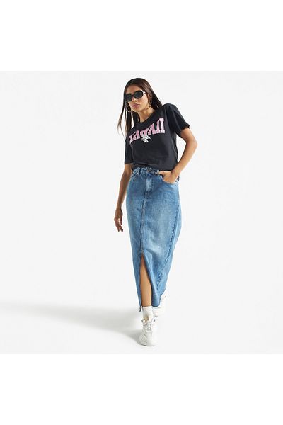 FAV Hawaii Print T-shirt with Crew Neck and Drop Shoulder Sleeves
