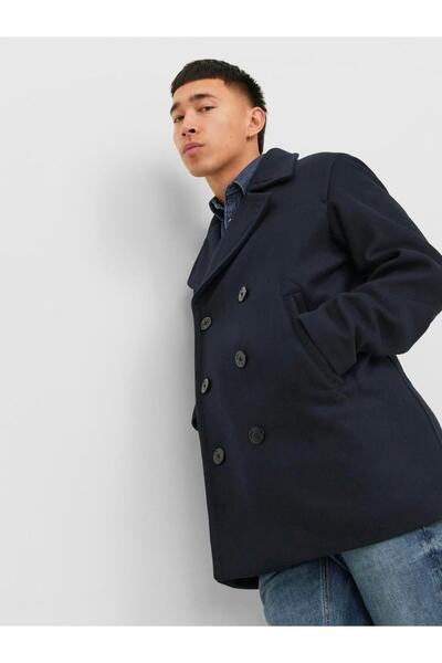 Jack & Jones Jprblucaptaın Wool Peacoat Yün Karışımlı Kruvaze Yaka Denizci Kabanı