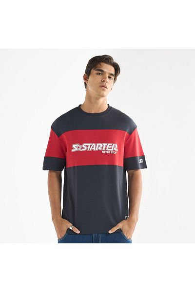 FAV Starter Logo Print T-shirt with Short Sleeves and Crew Neck
