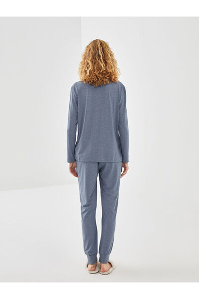 LC Waikiki Özmarka Yeni Sezon Bisiklet Yaka Düz Uzun Kollu Hamile Pijama Takımı