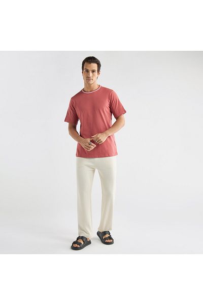 FAV Solid T-shirt with Round Neck and Short Sleeves