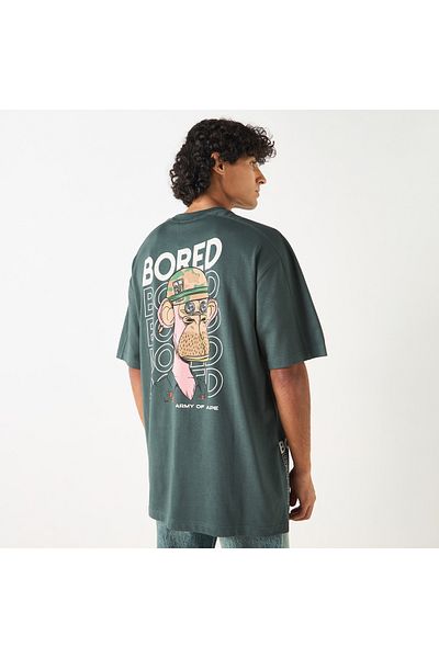 SP Characters Army of Ape Print Crew Neck T-shirt with Short Sleeves and Chest Pocket