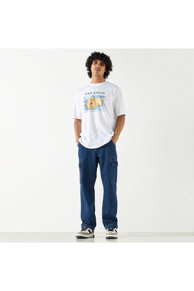 SP Characters Van Gogh Print T-shirt with Crew Neck and Short Sleeves
