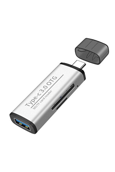 STOREMAX 3.0 Tf Sd Kart Okuyucu Usb Type-c Otg Adaptör Ads-103 Gri Htcshp 100...