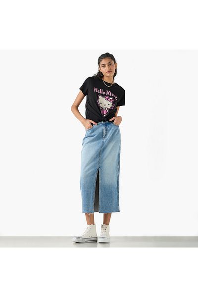 SP Characters Hello Kitty Print T-shirt With Crew Neck And Short Sleeves