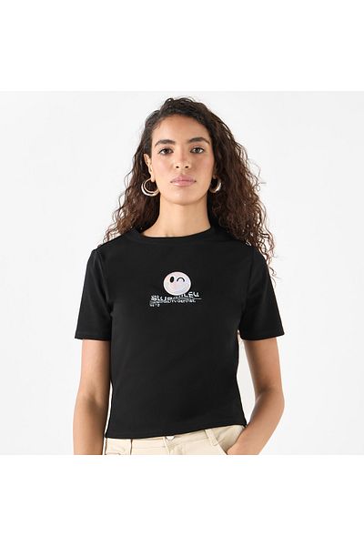 SP Characters Printed T-shirt with Crew Neck and Short Sleeves