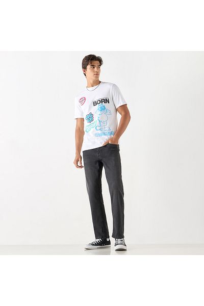 SP Characters Garfield Print Crew Neck T-shirt with Short Sleeves