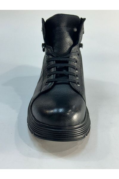 Greyybull Shoes Ανδρικές χειμερινές μπότες από γνήσιο δέρμα μαύρο με διπλό φερμουάρ