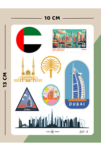 Else Craft Dubai Seyahat Temalı Sticker - ST-4 - Ajanda Planlayıcı Bullet Jou...