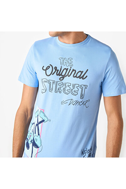 SP Characters Mickey Mouse Print T-shirt With Crew Neck And Short Sleeves