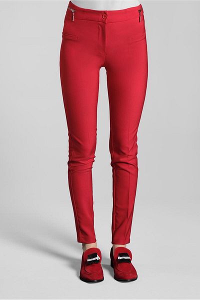 TRENDTESETTÜR Women's Red Zipper Detailed Trousers 20681