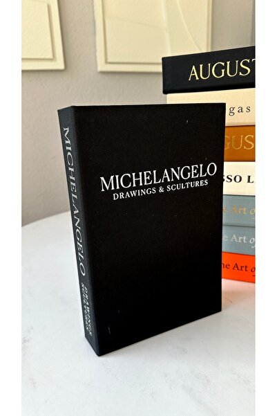 irayhomedecor Kumaş Kaplı 2'li Dekoratif Kitap Kutu  (Michelangelo-the art mavi gümüş )