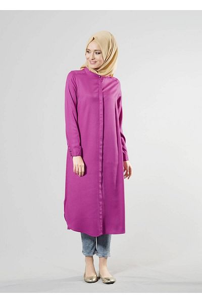 TRENDTESETTÜR Women's Fuchsia t 50507 Allday Hidden Button Prevailing Neckline Tunic
