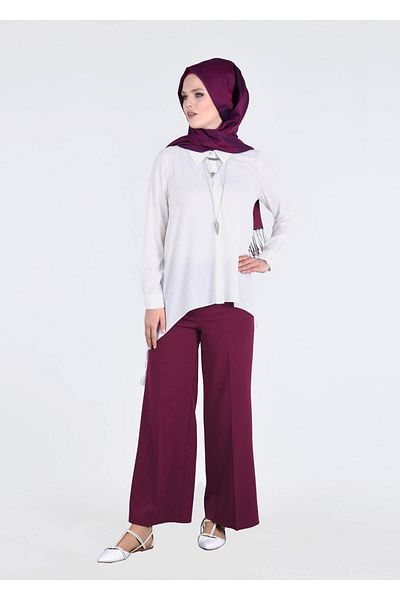 TRENDTESETTÜR Women's Purple (BEGONVİL) Length Lycra Trousers 1009