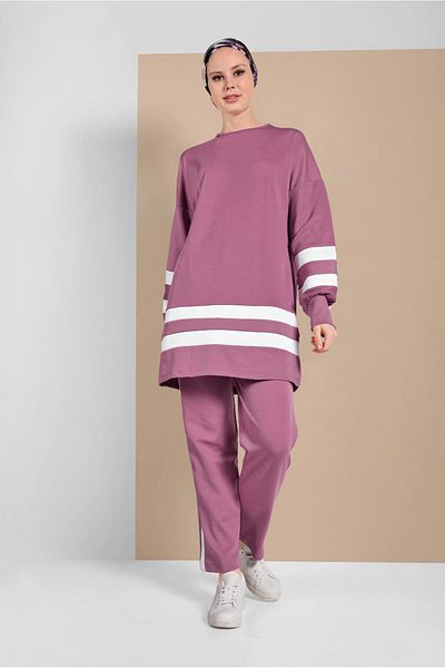 TRENDTESETTÜR Γυναικείο Σετ Φόρμας Ροζ (ROSE) Ριγέ 1006