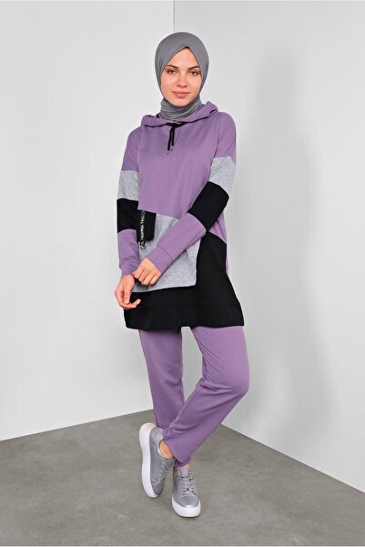 TRENDTESETTÜR Lila Purple Women's Tracksuit and 2-Piece Pants Set 5255