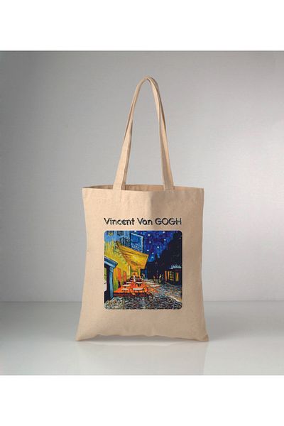 GİFTORA Van Gogh Cafetera Printed Raw Cloth Bag 35X40 cm